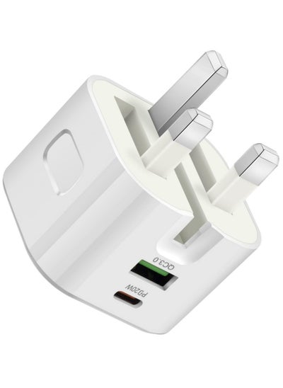 Buy 25W USB-C Dual Port Charger, Foldable Plug Wall Charger, Infino Travel Adapter, PD TYPE C+USB Quick Charge 3.0 - compatible with iPhone 12/13/14, Samsung, Huawei, iPad, Google Pixel in UAE