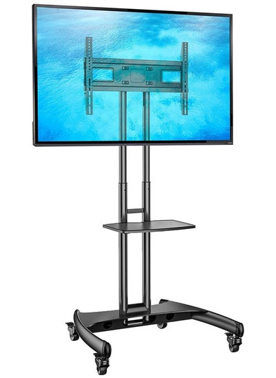 اشتري Mobile TV Stand With Lockable Wheels For 32-65 Inch TVs Black في الامارات