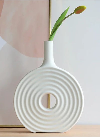 Buy Nordic Ceramic Vase - Modern Minimalist Design for Interior Decor, Unique White Porcelain - White in UAE