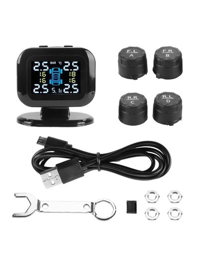 Buy Tire Pressure Monitoring System, TPMS USB Charger Monitor with 4 Sensors & 5 Alarm Modes, Colorful LCD Display, Real-time Monitoring Pressure and Temperature, Easy to Install, Ideal for RV SUV MPV in Saudi Arabia