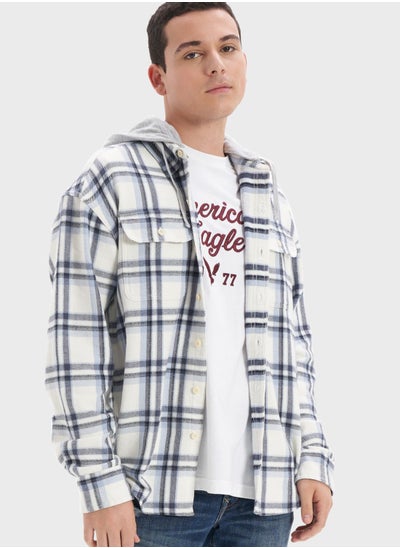 Buy Checked Hooded Regular Fit Shirt in UAE