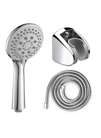 Buy Handheld Shower Head with 1.3m Hose, Pressurised Shower Head, 5 Water Flow Modes, Comfortable Chrome Shower, Anti-Twist Durable, Easy Cleaning，Silver in Saudi Arabia