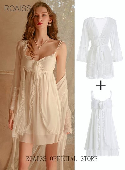 Romantic Strappy Lace Nightdress with Soft Satin Bow Accents and