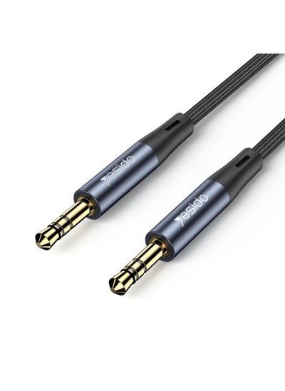 Buy YAU39 1Meter Nylon Braided 3.5MM To 3.5MM Jack Plug Speakers Connection Aux Auxiliar Audio Cable Black in UAE