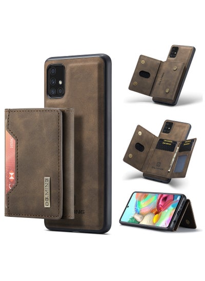 Buy CaseMe Wallet Case for Samsung Galaxy A71 DGMING Premium Leather Phone Case Back Cover Magnetic Detachable with Trifold Wallet Card Holder Pocket - Coffee in Egypt