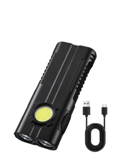 Buy Small Powerful Torch LED, Super Bright 1000LM LED Keychain Flashlight, Rechargeable 300 Meters IPX4 Small Powerful Pocket Torch, with 7 Light Modes & Magnetic Tail, for Camping and Emergency Use in UAE