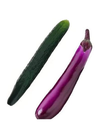 Buy Artificial Cucumber Eggplant Fake Vegetable Decoration Photo Props Lifelike Home Kitchen House Table Show 2pcs in UAE