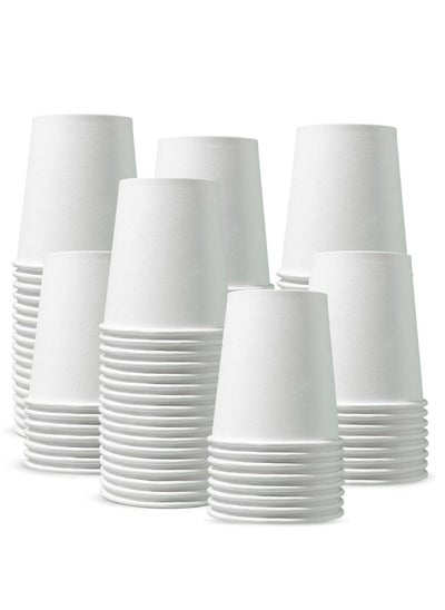 اشتري 150 White Disposable Paper Cups for Hot & Cold Drinks 4oz في الامارات