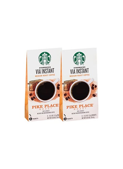 اشتري Starbucks Via Instant Coffee Packets, Pike Place Roast, Medium Roast Coffee, 100% Arabica Instant & Micro ground Coffee, 8 Packets Per Box (Pack of 2 Boxes) في الامارات