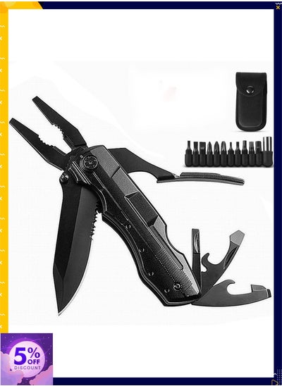 Buy Pocket Multitool Saw, Plier, Screwdriver, Bottle Opener, Foldable Built with Full Stainless Steel, Camping Emergency Outdoor Tool (9 IN 1) in UAE