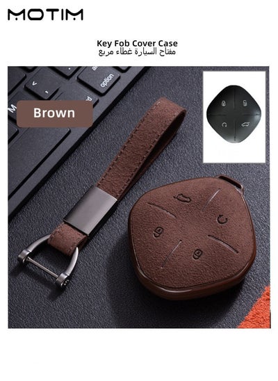 Buy Leather Soft Tpu Car Key Shell Key Fob Cover Case With Key chian for Jetour X 1 Plus DTC 2022 Keychains No Key Brown in Saudi Arabia