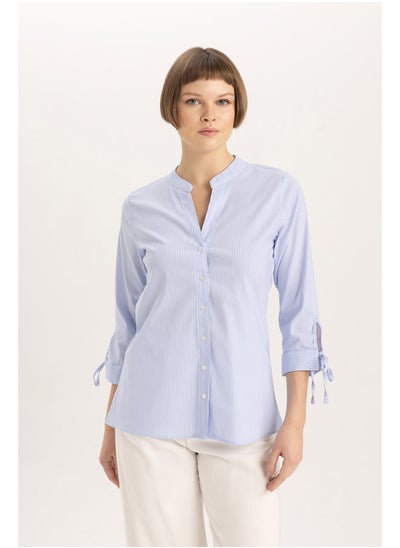 اشتري Woman Fitted C Neck Woven Long Sleeve Shirt في مصر