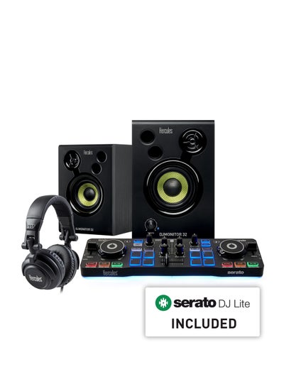 Buy Hercules DJ Starter Kit | Starlight USB DJ Controller with Serato DJ Lite Software, 15-Watt Monitor Speakers, and Sound-Isolating Headphones in UAE