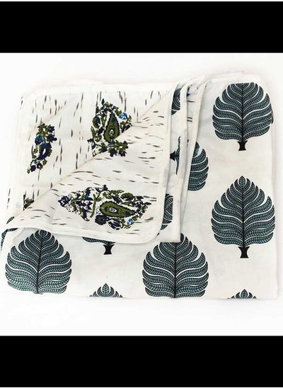 Buy Reversible baby dohar - slaty green leaf print in UAE