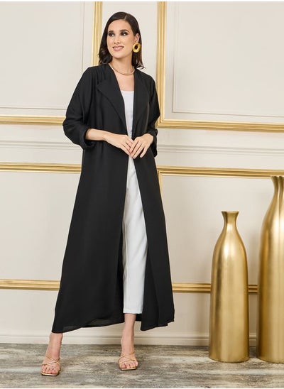 اشتري Solid Collared Open Front Abaya في السعودية