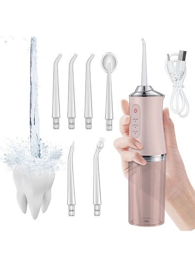 Buy Upgraded version Water Flosser,USB Rechargeable 3 Modes,Waterproof and 6 Dental Jet Nozzles,Professional Cordless Dental Oral Irrigator,Braces Cleanner,220Ml Cleanable Water Tank Pink in Saudi Arabia