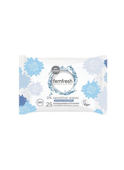 Buy Femfresh 0% Sensitive Intimate Wipes Pack of 25 wipes in UAE