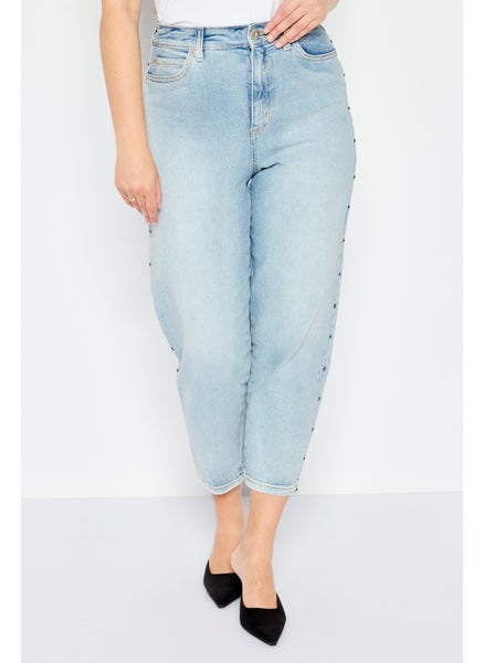 Buy Women Regular Fit Washed Denim Jean, Blue in UAE