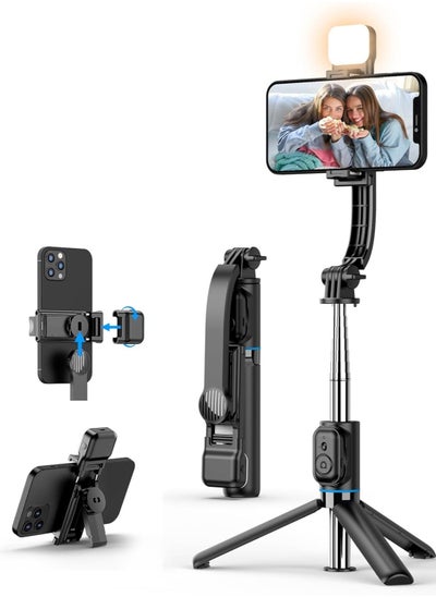 Buy 42" Selfie Stick Tripod with Fill Light,  Extendable All-in-1 Phone Tripod Stand with Remote & Phone Holder, Cell Phone Tripod Stand for Taking Selfie Photo | Videos | Vlog During Travel in Saudi Arabia