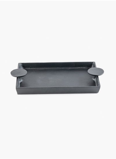 Buy Tray W/Handle Matte Blk 37X21X4Cm in UAE