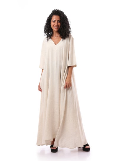 Buy V Neck Half Sleeves Oversize Slub Dress in Egypt