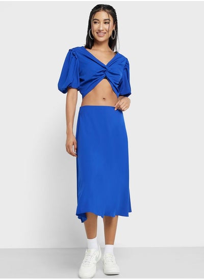 Buy Puff Sleeve Crop Top & Midi Skirt Co-ord Set in Saudi Arabia