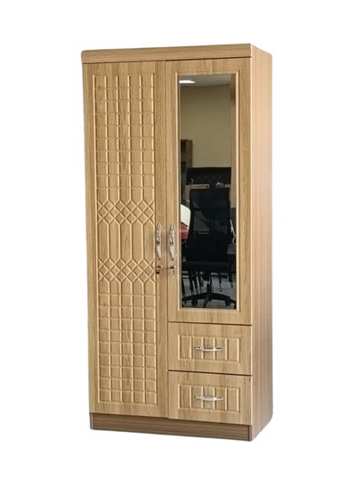 اشتري 2 Lockable Door Wooden Wardrobe,Cabinet,Cupboard Of Engineered Wood With 2  Drawer Perfect Modern Stylish Heavy Duty Color Oak في الامارات