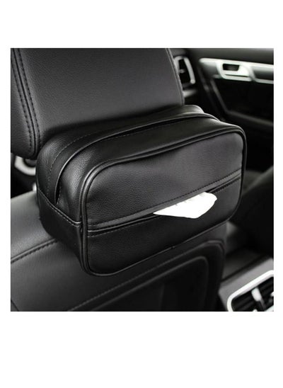 Buy Car Tissue Case Holder Leather Car Sun Visor  Wipes Case for Car Backseat Paper Towel Bag (Black) in UAE