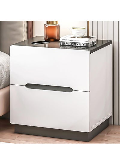 Buy Nightstand Night Stand with Drawers, Bedside Tables with Large Storage Space, Side Table White plus black in UAE