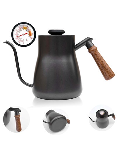 Buy Coffee Drip Pot Wood Hand and Thermometer 850ml in Saudi Arabia