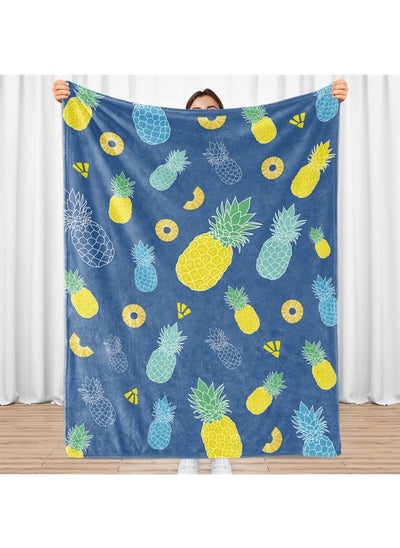 اشتري Pineapple Blanket, Blue and Yellow Throw Blanket for Tropical Fruit Lovers, Soft Lightweight Flannel Blanket, Cozy Fleece Blankets Bedding Gifts for Kids, Boys, Couch, Bed, Living Room, 50"x60" في الامارات