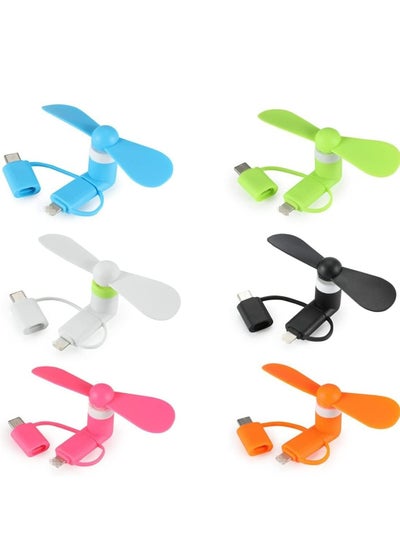 Buy Mini Cell Phone Fan 3-in-1 Mobile Phone Fans Compatible with Smartphone(6-Pack) in UAE