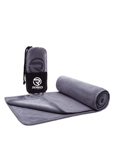 Buy Microfiber Gym Towel - Face Towel, Yoga Towel - Quick Dry & High Absorbent Sweat Towel For Gym Exercises and Outdoor - Thick 400Gsm - 75x35cm-Grey in Saudi Arabia