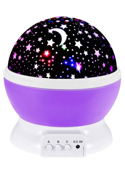 اشتري Toys For 2-7 Year Old Girls Baby Night Light With Projector 360 Degree Rotation 4 LED Bulbs 9 Color Changing USB Cable Kids Adults And Nursery Decor Purple في الامارات