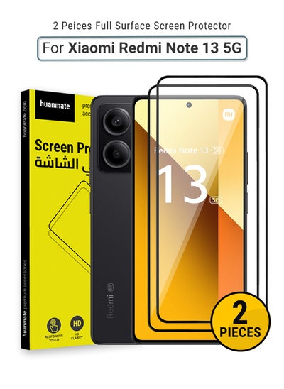 Buy 2 Pieces Xiaomi Redmi Note 13 5G Screen Protector – Premium Edge to Edge Tempered Glass, High Transparency, Delicate Touch, Anti-Explosion, Smooth Arc Edges, Easy Installation in Saudi Arabia