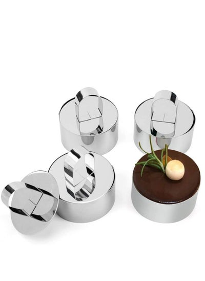 Buy Set of 4 Mousse Stainless Steel Cake Rings 3 Inch Round Cooking Rings Set with Pusher Mousse Ring Pastry Mousse Cake Mold for Baking Cooking Crumpets Eggs Desserts in Saudi Arabia