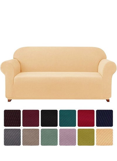 Buy Three Seater Exquisitely Full Coverage Sofa Cover Beige 190-230cm in UAE