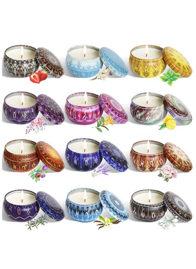 Buy Christmas Scented Candle Gift, Aromatherapy Candles, Natural Soy Wax Scented Candle Set for Women, Cande Gift Set Meditation Gifts, Holiday Christmas Gifts for her, 12 Pack in UAE