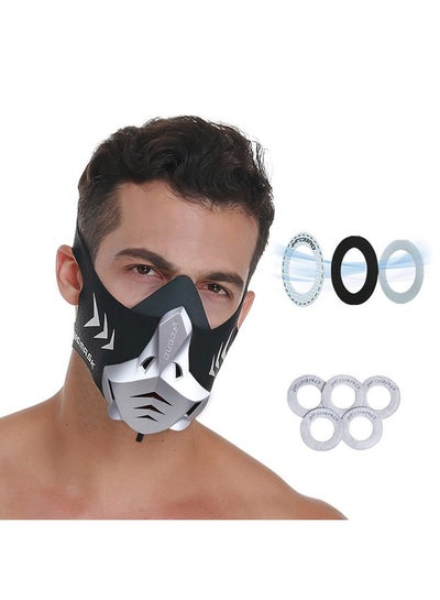 اشتري Sports Mask 12 Breathing Levels Pro Workout Mask For Fitnessrunningresistancecardioendurance Mask For Fitness Sport Mask (Silver Black L 1) في السعودية