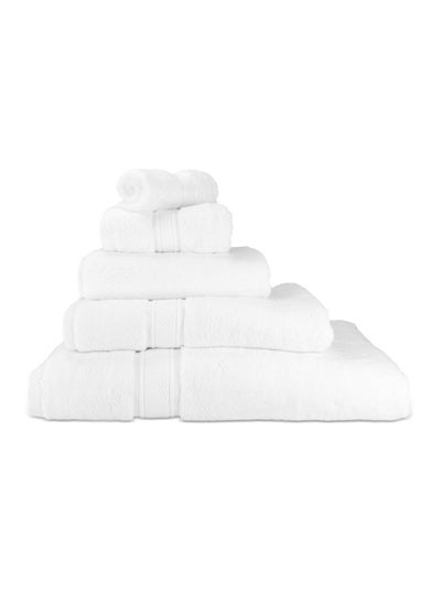 اشتري Hotel Linen Klub LUXURY 5PC Antimicrobial Bathroom Towel Set - 100% Cotton 650 GSM Terry Dobby Border Ring Spun - Super Soft,Quick Dry,Highly Absorbent,Bath Towel Set with 900GSM Bath Mat-White في الامارات