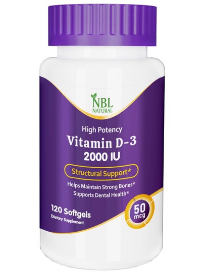 Buy Vitamin D3 2000 IU Helps Support Immune Health, Strong Bones and Teeth, & Muscle Function 120 Softgels in UAE