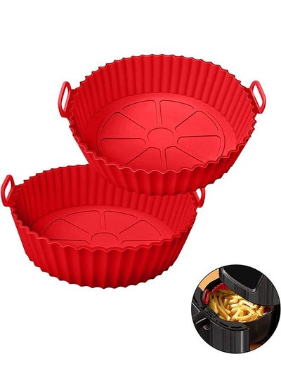 Buy 2 Pcs Air Fryer Silicone Liner Non Stick Reusable Red in UAE