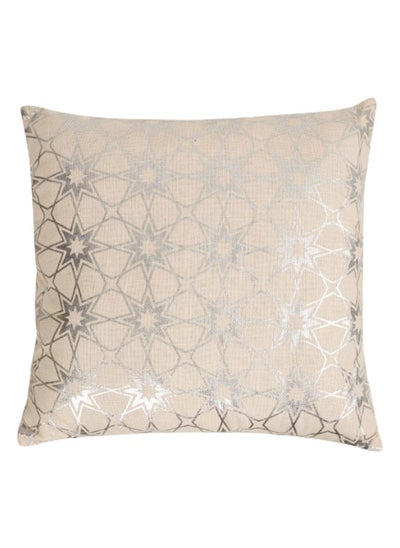 اشتري Shirin Foil Printed Filled Cushion, Ivory & Silver - 40x40 cm في الامارات