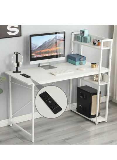 Buy Computer Table with Bookshelf Gaming Writing Study Table White 120x55x72cm in Saudi Arabia