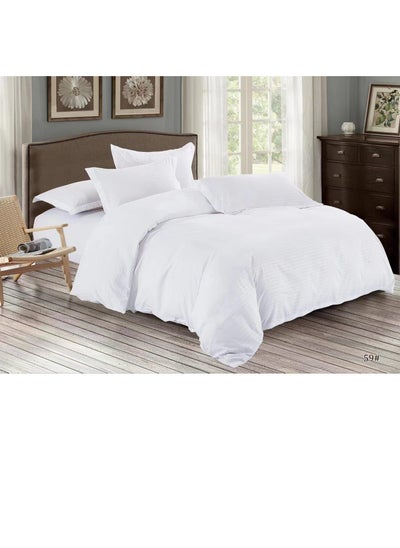 Buy 6-Piece King Size Duvet Cover Set Cotton Blend White 220x240cm in UAE