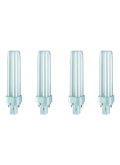 اشتري 4-Piece Dulux D Home Decorative Durable  2 PIN G24d-2 18W 1200lm Fluorescent Lamp Cool White في الامارات