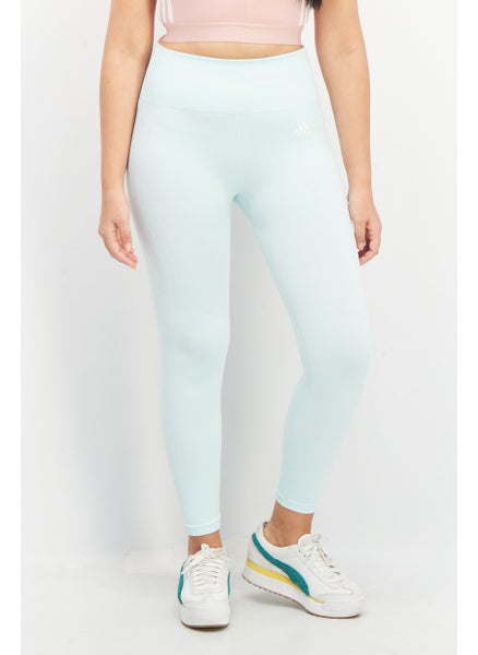 Buy Women Sportswear Fit Brand Logo Leggings, Turquoise in UAE