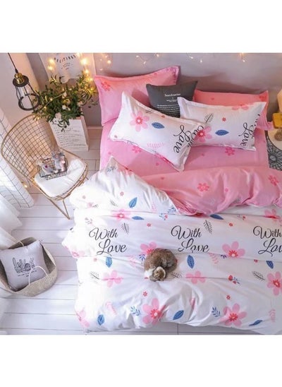 اشتري 6 Piece Queen Size Duvet Cover Set Microfibre Super Soft Cotton Includes 1x Duvet Cover 180x230cm Sheet 160x200+30cm 4x Pillowcases 50x75cm في الامارات