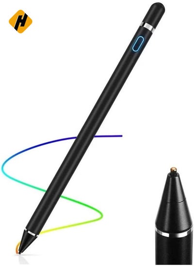 Buy Stylus Pencil Compatible for Apple,Active Stylus Pens for Touch Screens,Smart Rechargeable Capacitive 1.5mm Fine Point i-Pad Pen and Most Tablets on Touchscreen Devices (Black) in Saudi Arabia