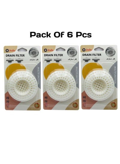 Buy Pack Of 6 Pcs Multipurpose Kitchen SinkShroom Revolutionary Clog-Free Sink Strainer Drain Filter 60X26MM And 70X37MM in UAE